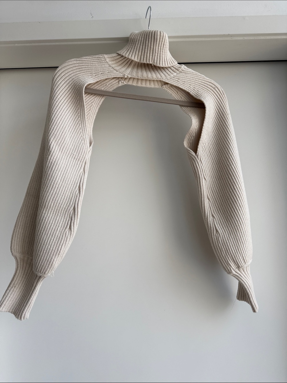 Zara Cream Ribbed Turtleneck Shrug